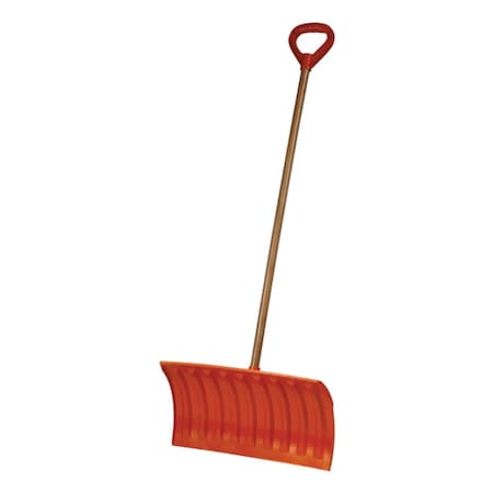 Emsco Group 21in Poly Pusher Snow Shovel, Wooden Handle 1201-1